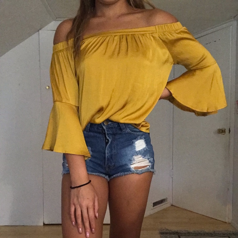 Gold off the shoulder top